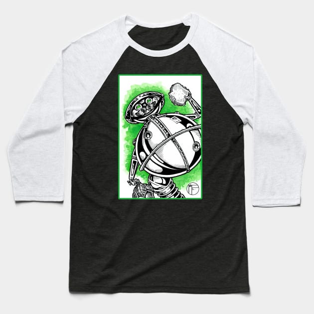 Tik Tok of Oz - Green Outlined Version Baseball T-Shirt by Nat Ewert Art